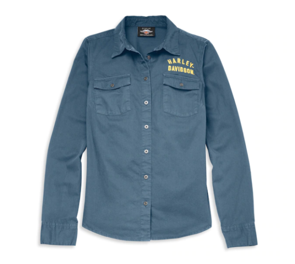 Chemise Racer Font unie en sergé souple pour femmes