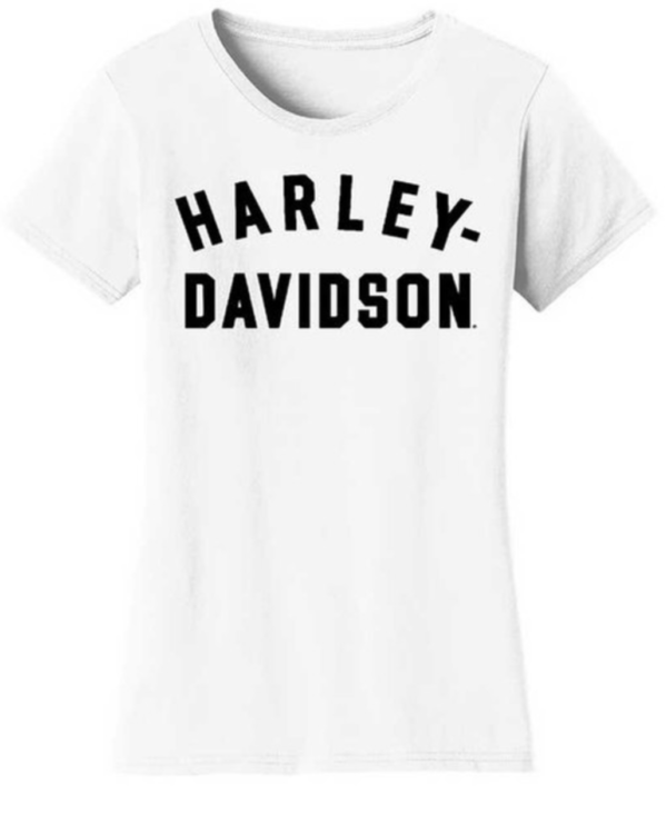 T-shirt à manches courtes Harley-Davidson® Forever Racer Font pour femmes - Blanc