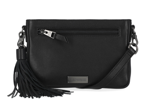 Harley-Davidson Sac banane classique en cuir galet véritable pour femme Noir