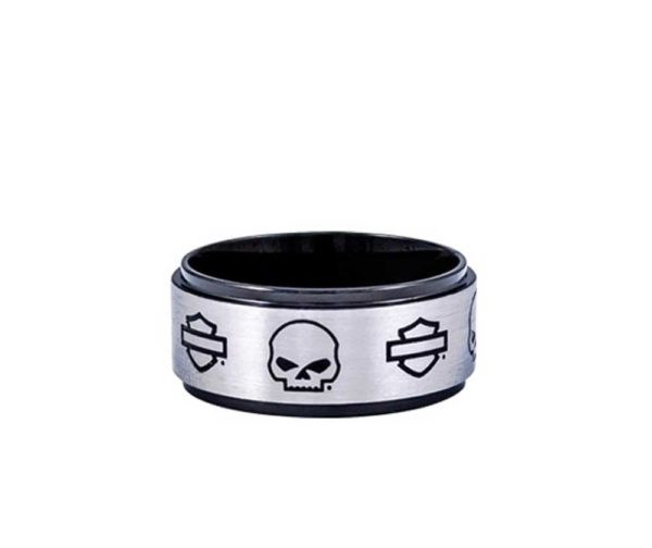 Anneau en acier Bar & Shield et Skull