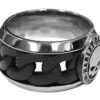 Bague chaîne en acier noir Skull – Image 2