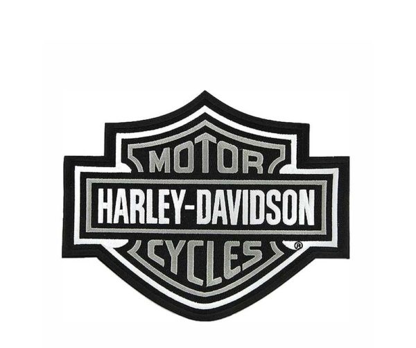 Écusson brodé  Bar & Shield Harley Davidson gris taille moyenne