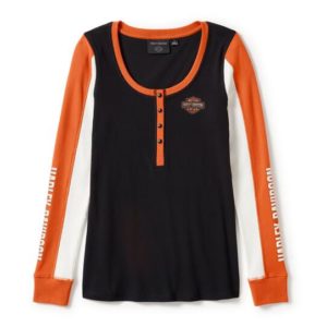 Henley Essential - Colorblock - Harley Black & Harley Orange