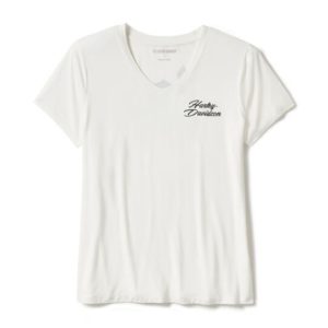 T-shirt col en V à imprimé floral rose et épines Harley-Davidson