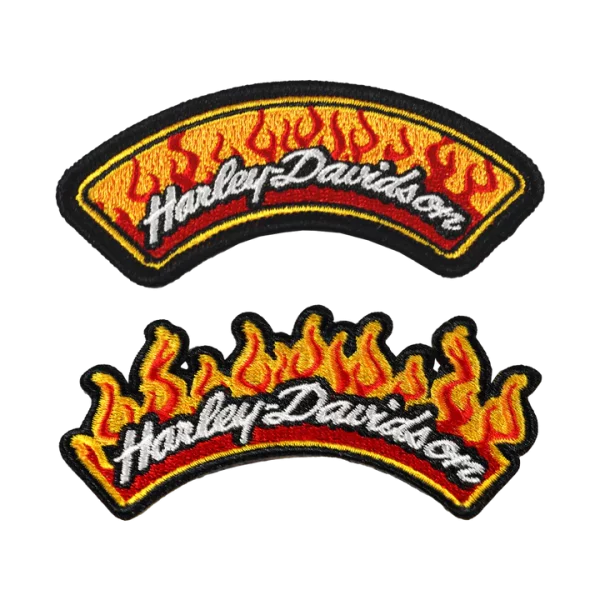 Écusson brodé 2 pièces Spicy Harley Davidson- Noir et Orange