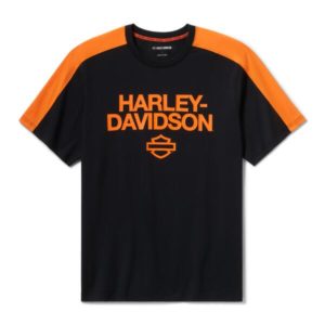 T-shirt HD TECH Coolmax pour homme – Colorblock – Harley Black et Harley Orange