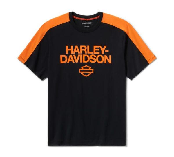 T-shirt HD TECH Coolmax pour homme – Colorblock – Harley Black et Harley Orange
