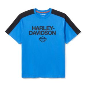 T-shirt HD TECH Coolmax pour homme – Colorblock – Bleu nébuleuse et noir Harley