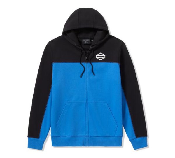 Sweat à capuche Tech Gaiter pour homme, bleu et noir