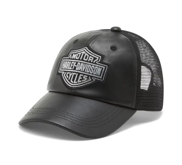 Casquette trucker en cuir Bling Bar & Shield