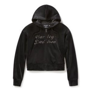 Sweat à capuche zippé en velours - Harley Black