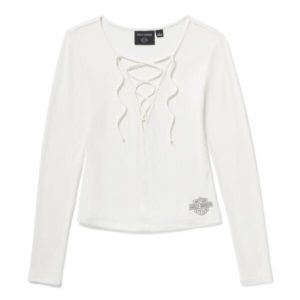 Haut à manches longues à lacets - Cloud Dancer