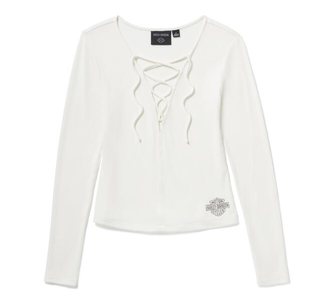 Haut à manches longues à lacets - Cloud Dancer