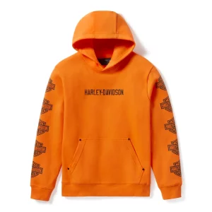 Sweat à capuche pullover Bar & Shield Essential pour homme - Harley Orange