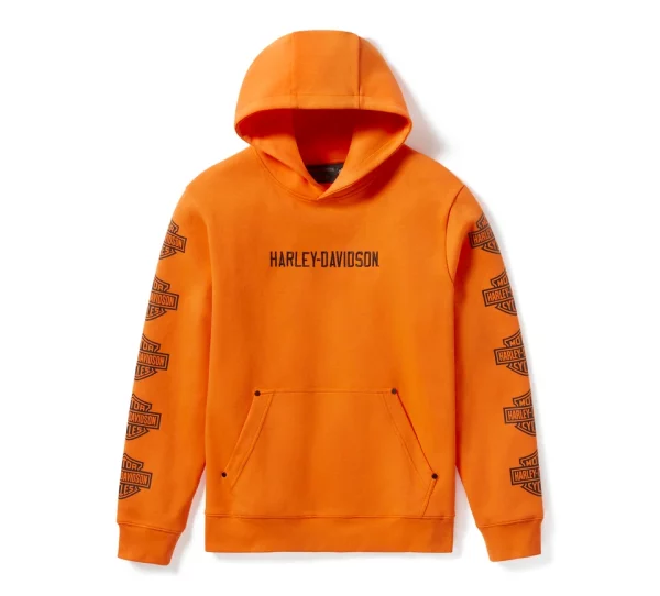 Sweat à capuche pullover Bar & Shield Essential pour homme - Harley Orange