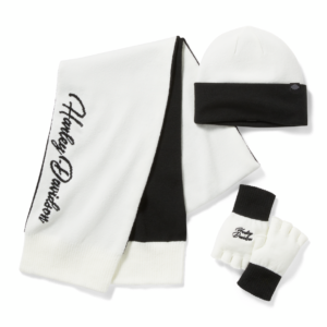 ENSEMBLE BONNET ECHARPE MITAINE NOIR ET BLANC