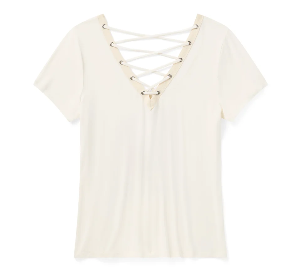 T-shirt à manches courtes Bling Sunset Ride à dos lacé - Cloud Dancer – Image 2