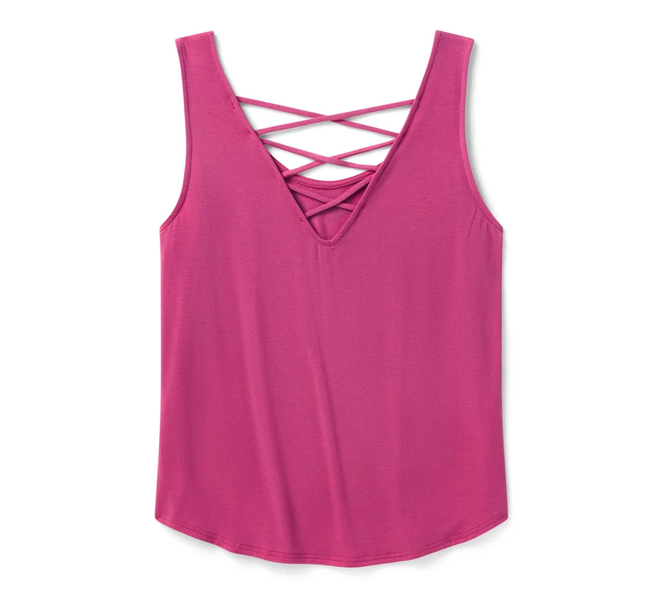 Débardeur Bling H-D® Moto Wings à dos lacé - Fuchsia – Image 2