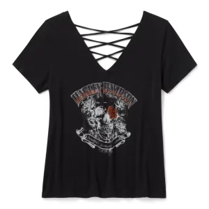 T-shirt à manches courtes Bling H-D® Afterlife à dos lacé - Harley Black