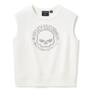 Sweat-shirt sans manches Willie G Skull Bling pour femmes - Cloud Dancer