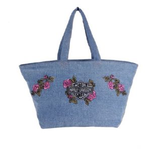 Sac Jeans avec Roses Brodés