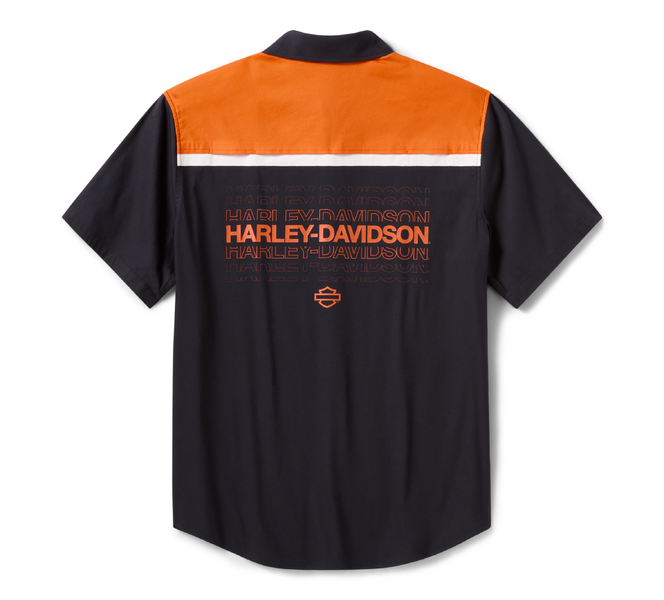 Chemise H-D TECH COOLMAX Colorblocked pour hommes - Colorblocked - Harley Black & Harley Orange Heather – Image 2