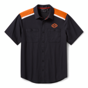 Chemise H-D TECH COOLMAX Colorblocked pour hommes - Colorblocked - Harley Black & Harley Orange Heather
