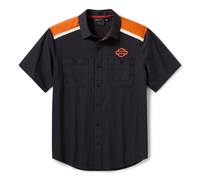 Chemise H-D TECH COOLMAX Colorblocked pour hommes - Colorblocked - Harley Black & Harley Orange Heather
