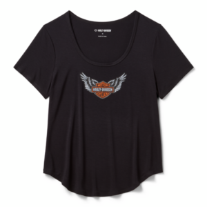T-shirt à col rond Winged Bling pour femmes - Harley Black