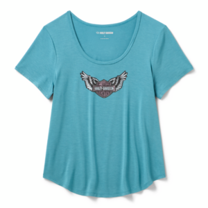 T-shirt à col rond Winged Bling pour femmes - Rustic Teal