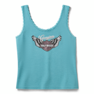 Débardeur en dentelle ailé et tape-à-l’œil pour femmes - Rustic Teal