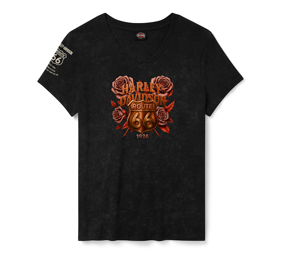 ÉDITION SPECIALE : 100 ANS Route 66 - T-shirt H-D Foil Legendary à manches courtes et col en V pour femmes