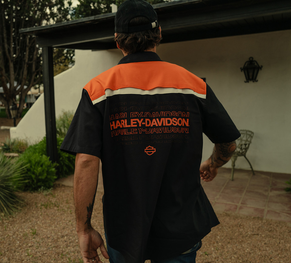 Chemise H-D TECH COOLMAX Colorblocked pour hommes - Colorblocked - Harley Black & Harley Orange Heather – Image 3