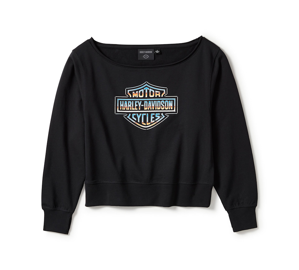 Sweat Chrome Evo Off The Shoulder Crew - Harley Black
