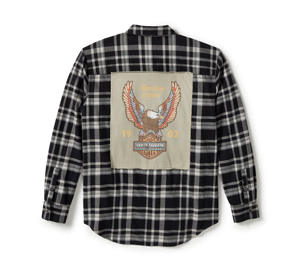 Chemise à manches longues Patch Woven - Plaid - Harley Black & Ghost Gray – Image 2