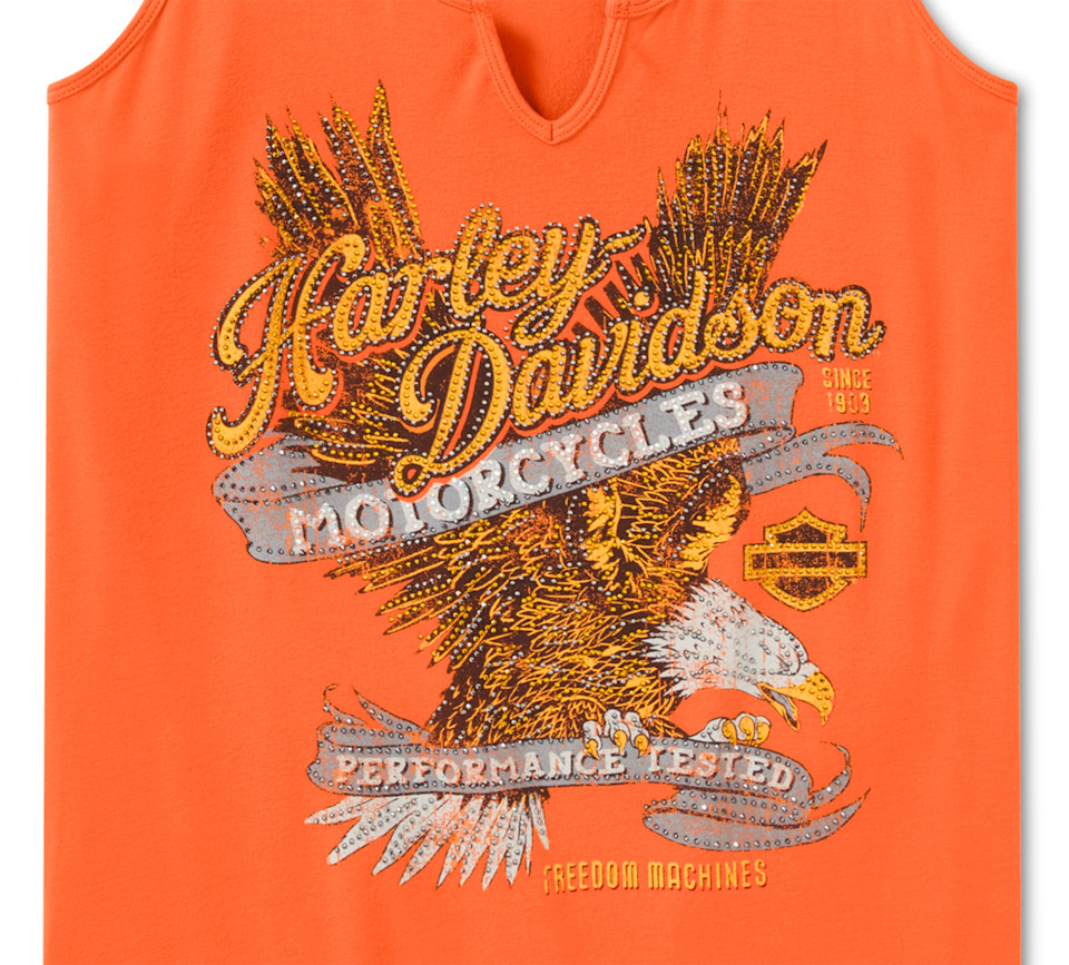 Débardeur Bling Live to Ride à encolure échancrée pour femmes - Harley Orange – Image 3