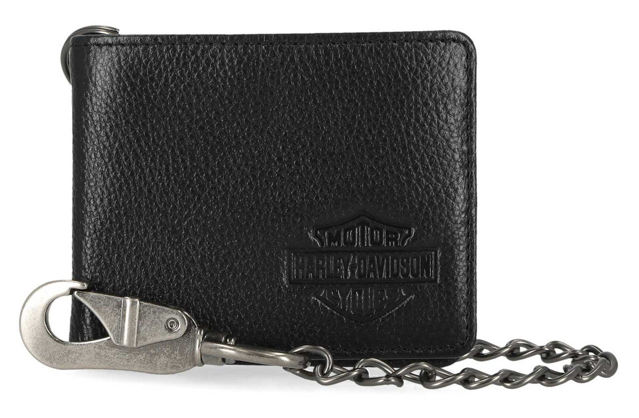 Portefeuille Harley-Davidson®modèle Bar & Shield Core Pebble Biker Chain, à deux volets.