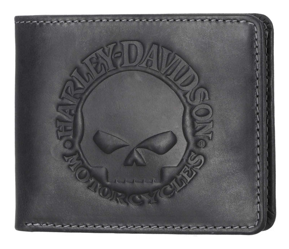 Portefeuille en cuir noir Harley-Davidson® avec logo tête de mort Willie G – Image 2