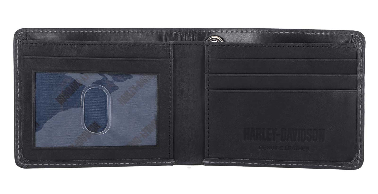 Portefeuille en cuir noir Harley-Davidson® avec logo tête de mort Willie G – Image 3