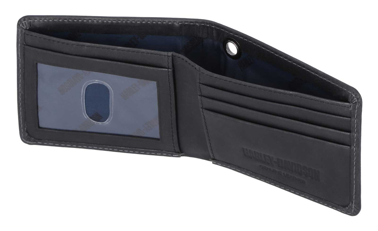 Portefeuille en cuir noir Harley-Davidson® avec logo tête de mort Willie G – Image 4