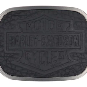 Boucle de ceinture Harley-Davidson® motif Bar & Shield, en cuir grainé noir.