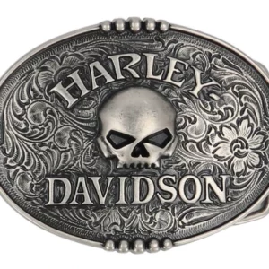 Boucle de ceinture Harley-Davidson®, logo tête de mort Willie G en relief