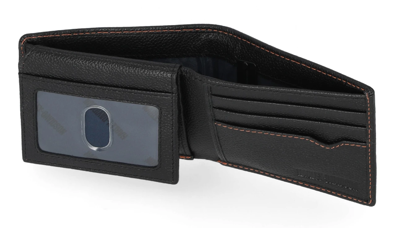 Portefeuille Harley-Davidson®, modèle Skull en cuir véritable grainé noir. – Image 2