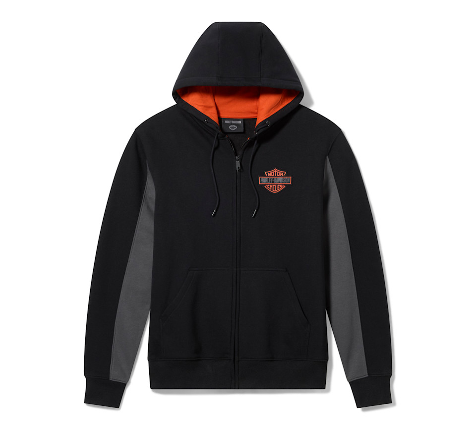Sweat à capuche zippé H-D Essential pour hommes - Colorblock - Harley Black & Asphalt
