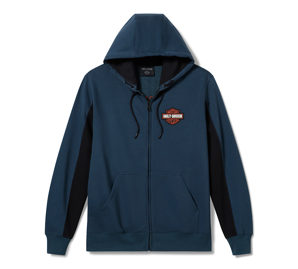 Sweat à capuche zippé H-D Essential pour hommes - Colorblock - Midnight & Harley Black
