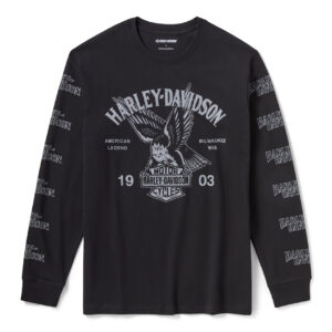 T-shirt imprimé à manches longues H-D American Classic Eagle pour hommes - Harley Black