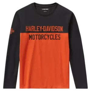 T-shirt à manches longues Harley-Davidson Essential Colorblock orange/noir