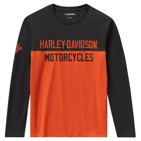 T-shirt à manches longues Harley-Davidson Essential Colorblock orange/noir