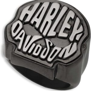 Bague Harley-Davidson pour homme, motif tête de mort Willie G, noir