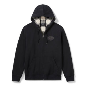Sweat à capuche zippé H-D American Classic à doublure en flanelle pour hommes - Harley Black